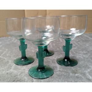 Libbey Cactus Margarita Glasses 2/2 Combo 16 oz 12 oz Barware Man Cave She Shed